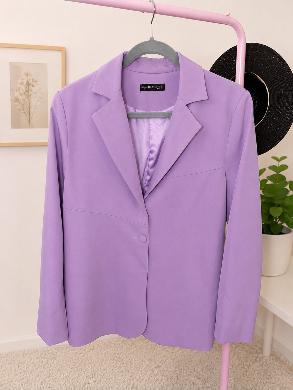 Kimberly Loaiza X SHEIN Lilac Single-Button Blazer Jacket